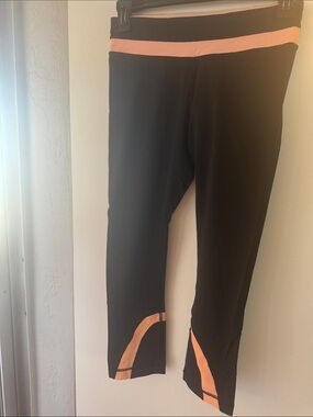 lululemon athletica Black Capri Leggings with Peach Accents